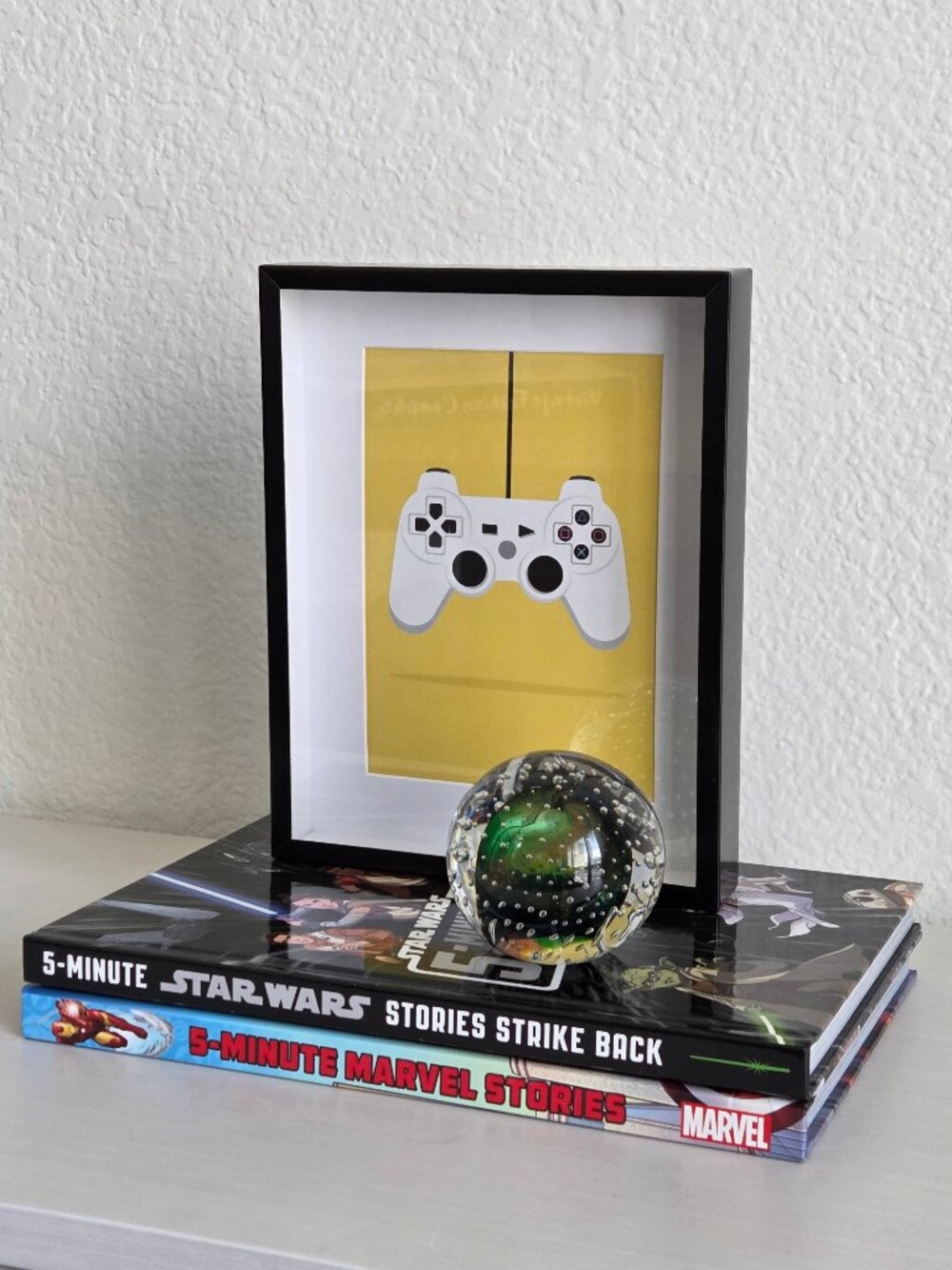 Framed Gaming Controller Minimalist Art Print – 3D Shadow Box Style